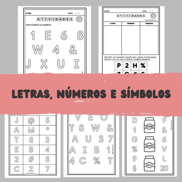 Atividades para diferenciar símbolos, números e letras