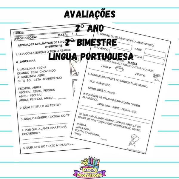 Avaliações 2º Ano Língua Portuguesa e Matemática