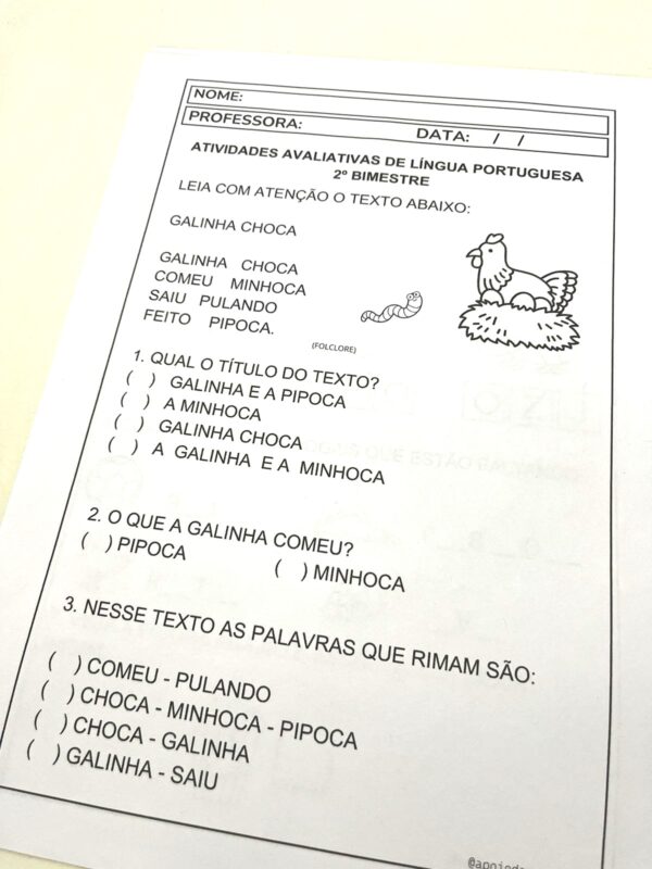 Avaliação 1º Ano Língua Portuguesa - Image 2