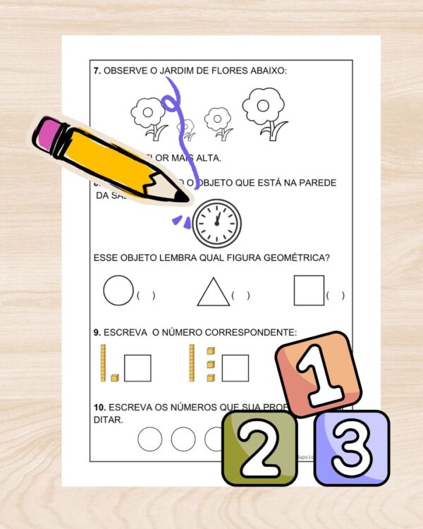 Avaliação de matemática 1º ano - 2 Bimestre